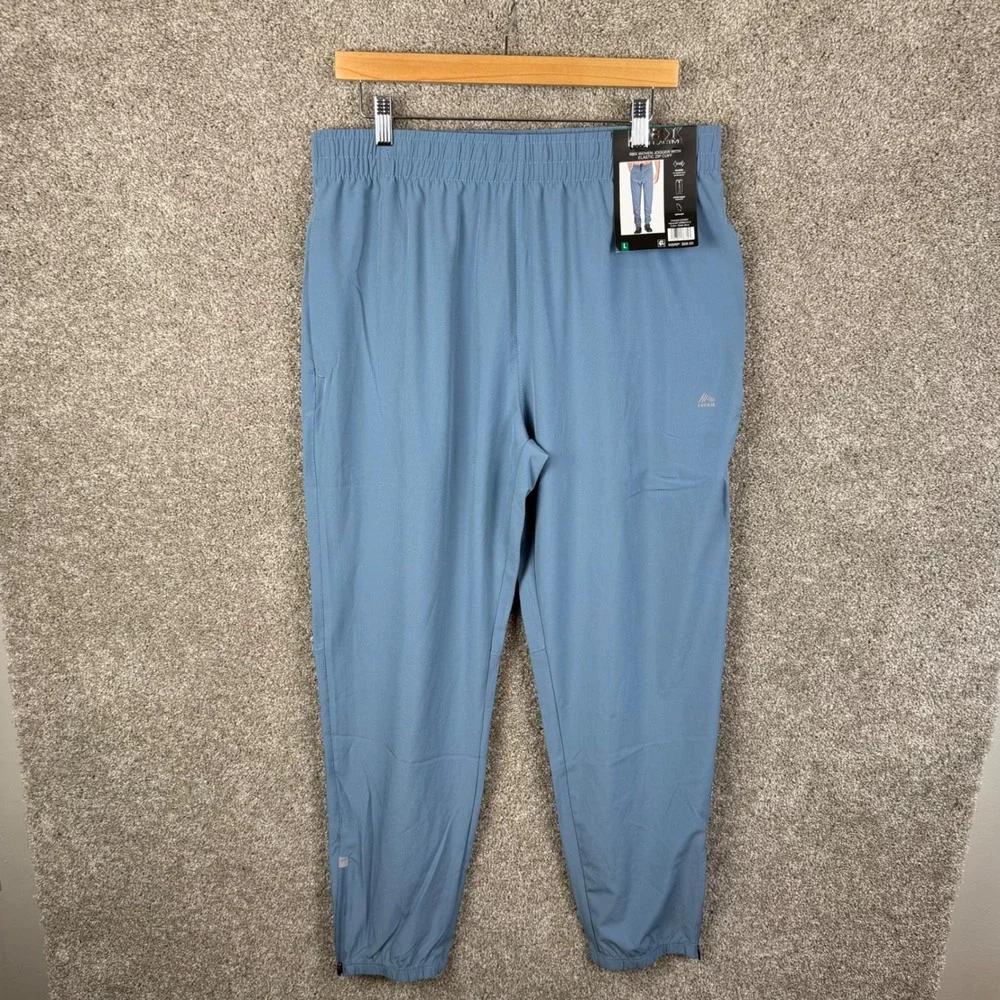RBX‎ Mens Large Woven Jogger Elastic Zip Cuff Slate Blue Pants 328887 NEW
